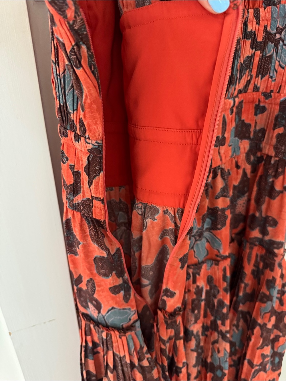 ULLA JOHNSON Amalthea Pleated High-Neck Midi Dress Size 8 - Picture 10 of 12